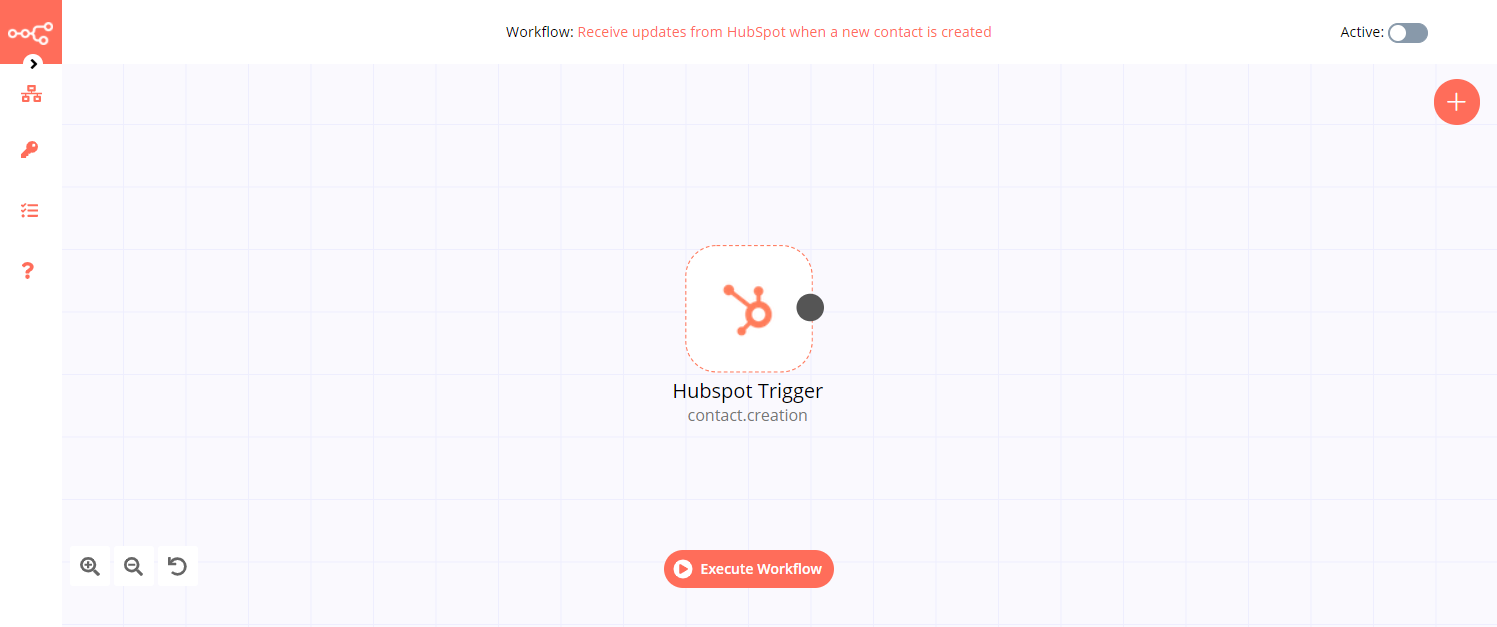 A workflow with the HubSpot Trigger node