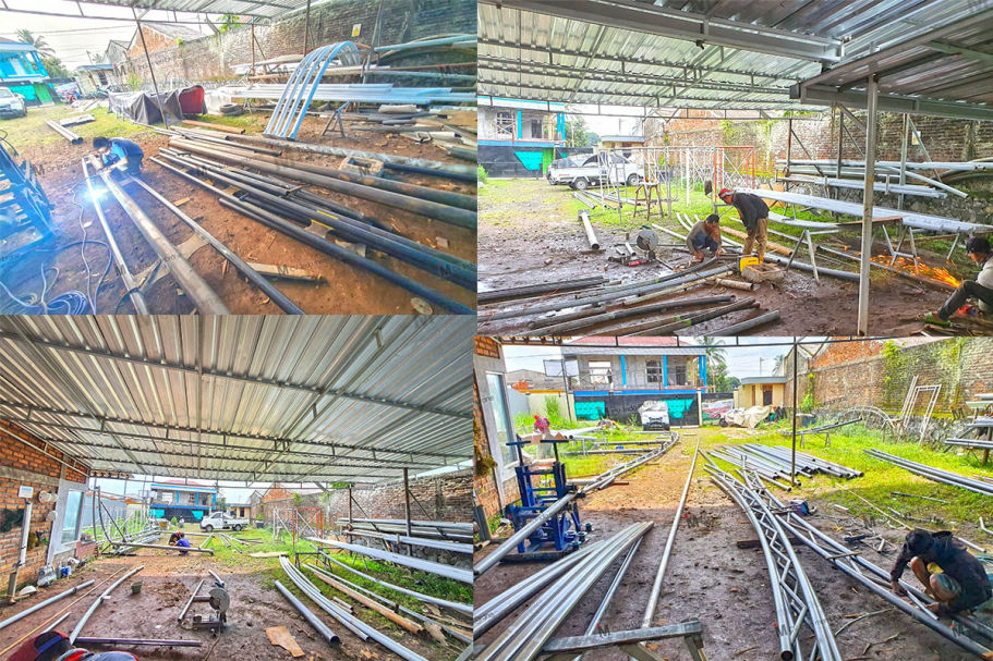 tenda - canopy - kanopi - membrane - jakarta - proses - pengelasan 