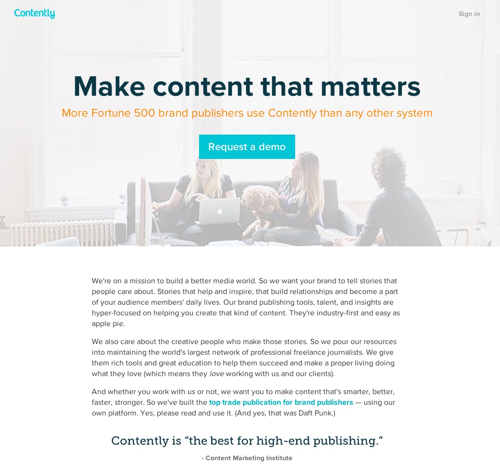Contently Landing Page Copy