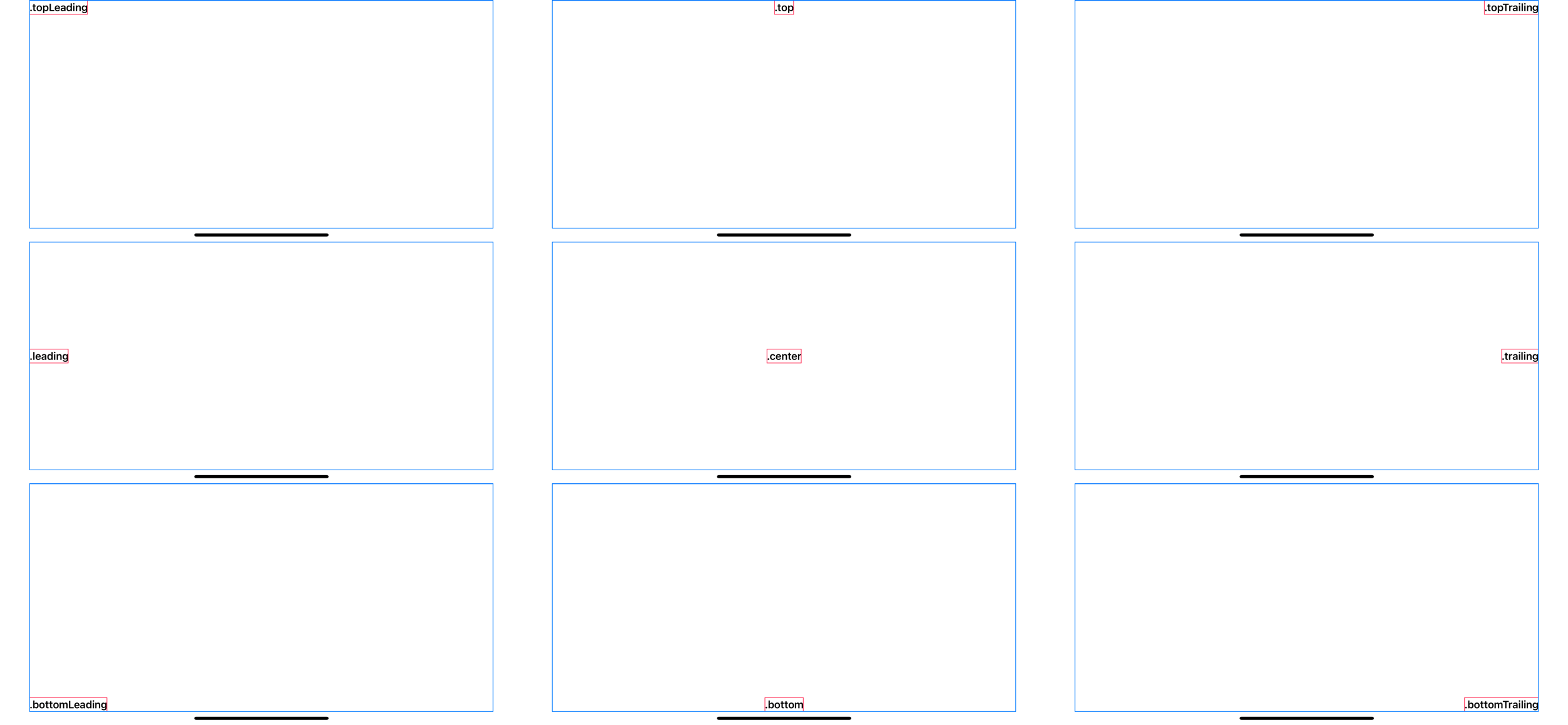 All nine alignment position options.