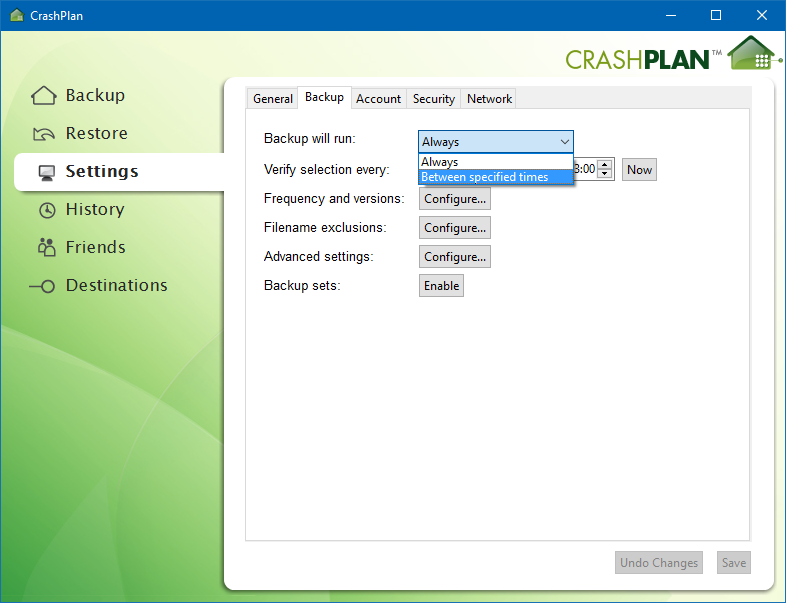 CrashPlan microlag on off