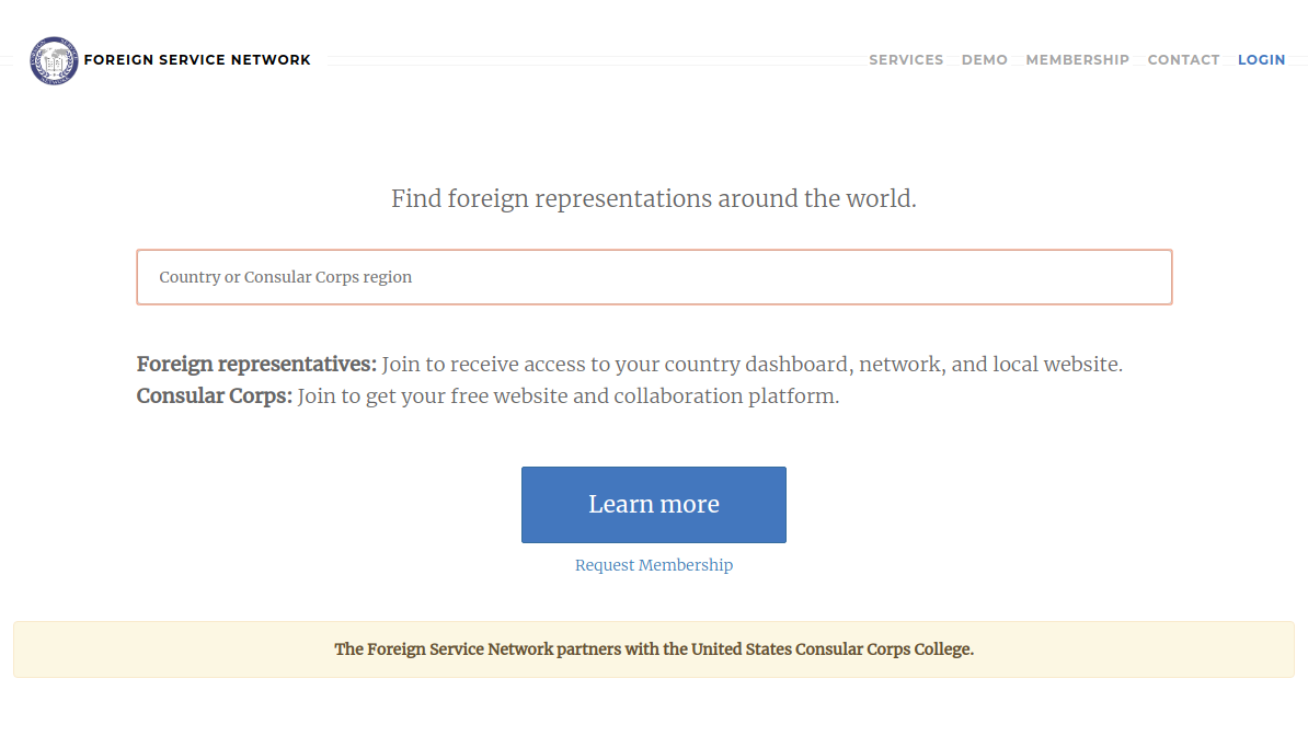 Screenshot of Foreign Service Network
