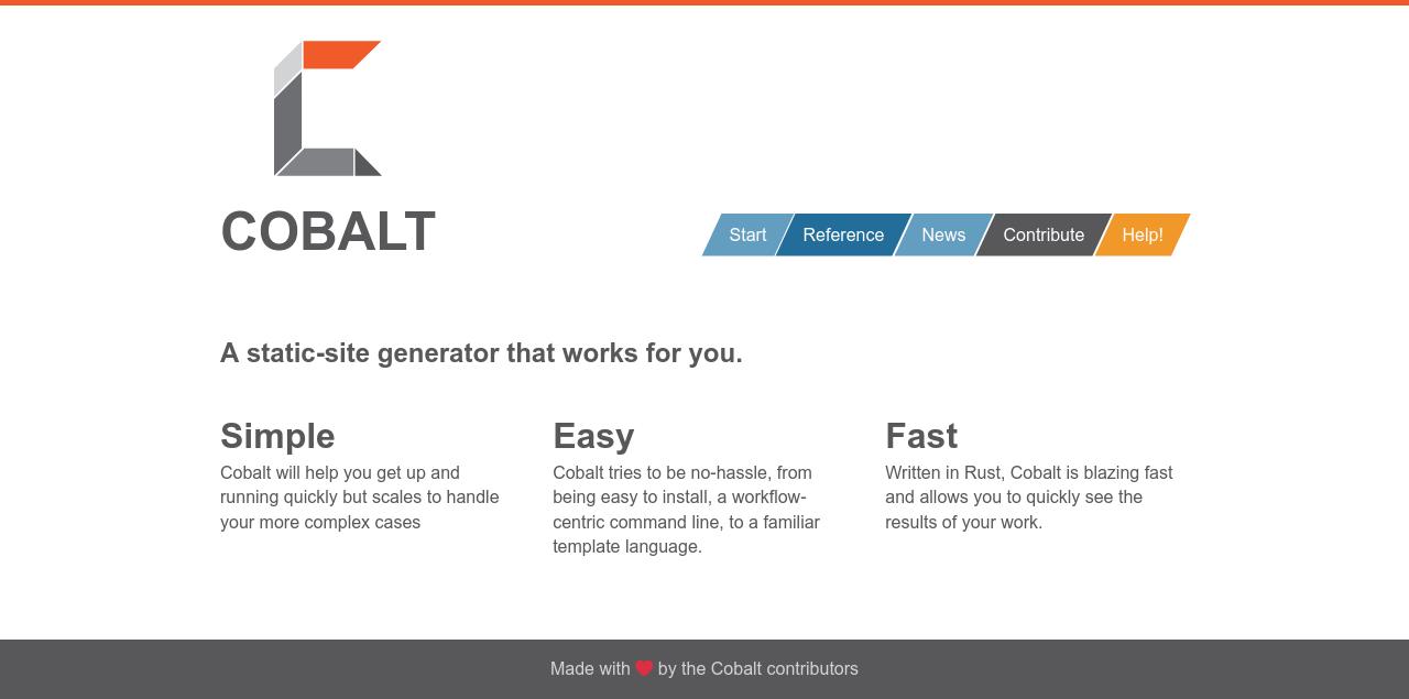 Screenshot of the Cobalt website