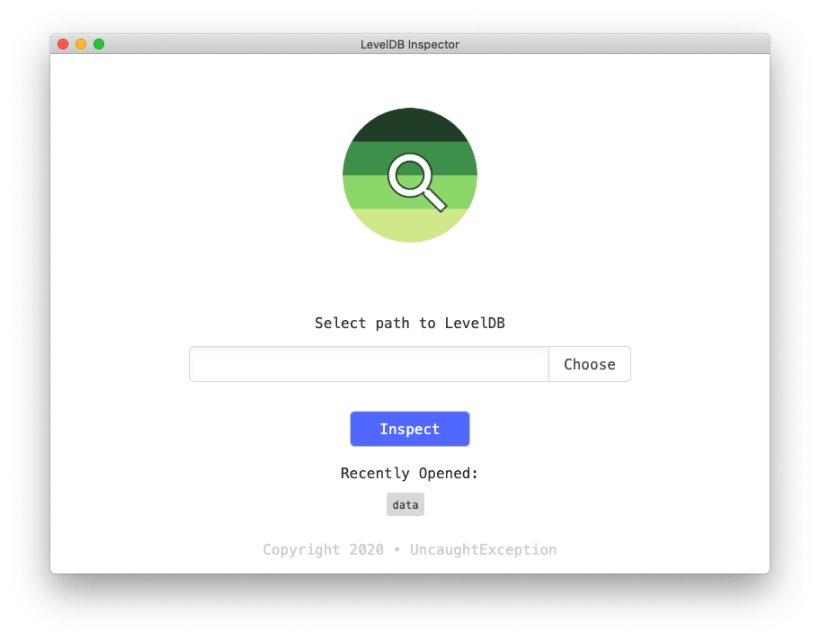 LevelDB Inspector app main page