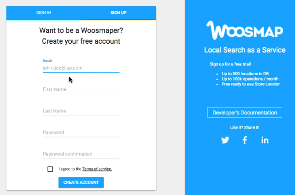 Sign Up Woosmap