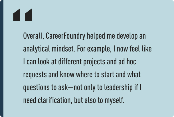 A quote from Cheryl about her career change journey