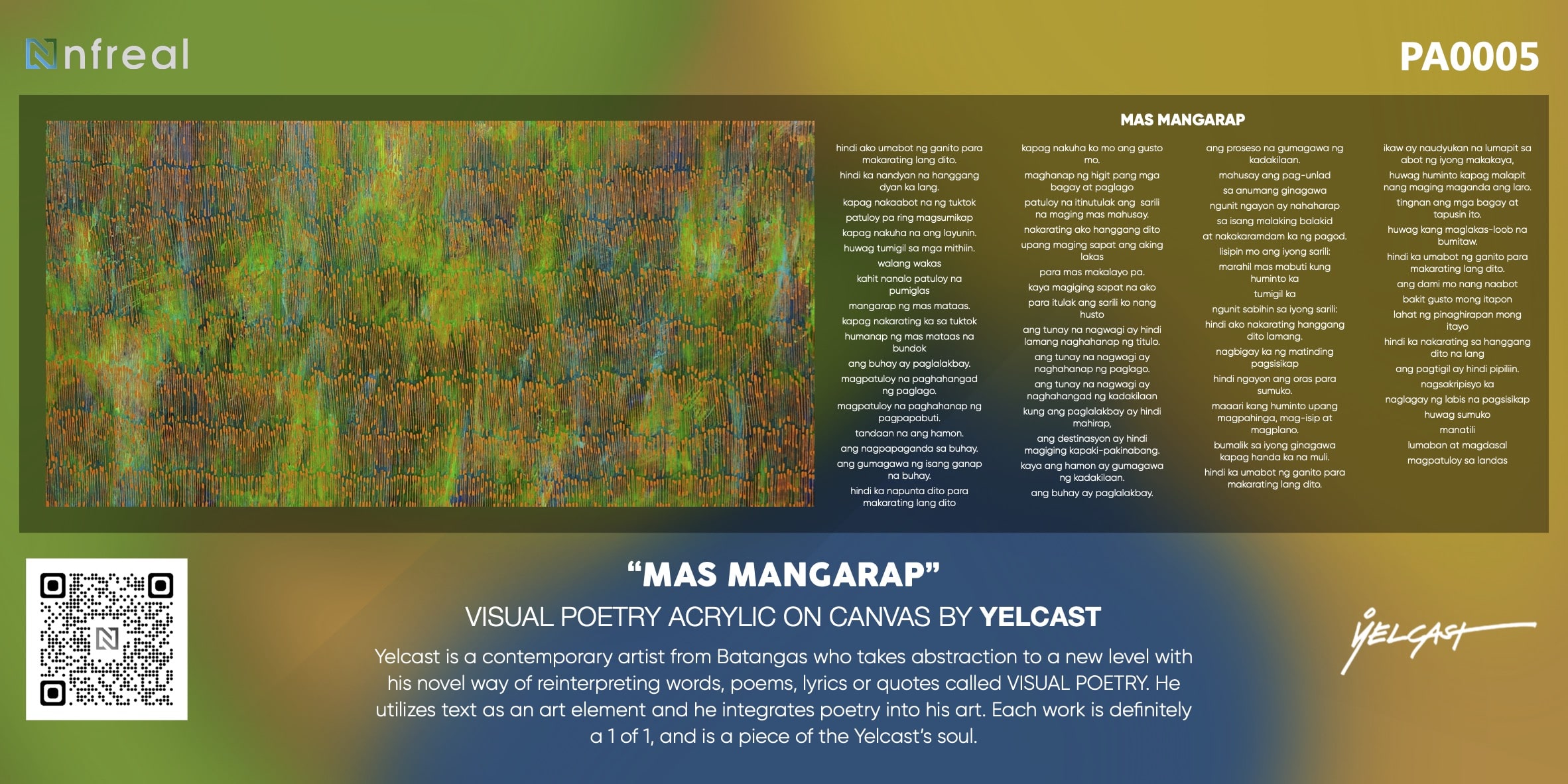 Mas Mangarap Visual Poetry Acrylic on Canvas by Yelcast