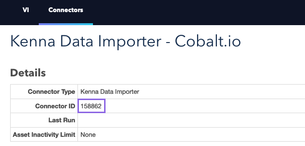 Kenna Data Importer connector ID