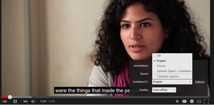 Figure 1: Choice of subtitling language on Youtube