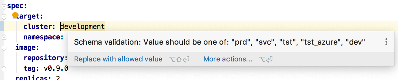 Example of invalid value in an enum field.