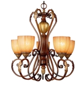 image Chateau Deville 5-Light Walnut Chandelier with Champagne Glass Shades