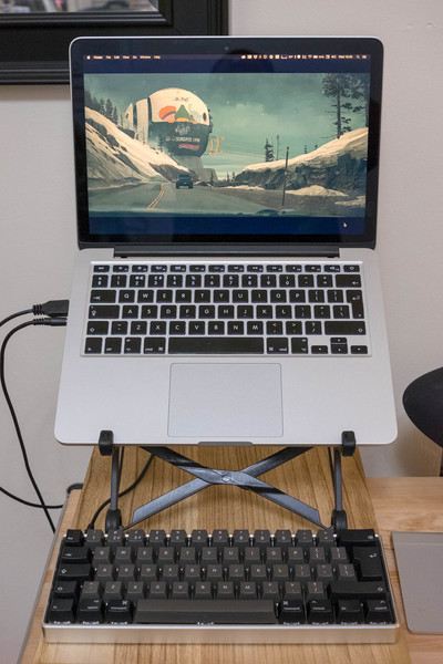 The keyboard hooked up to my laptop.