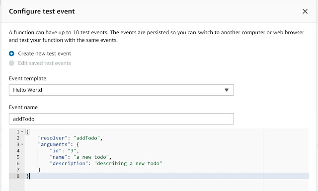 Configure test event