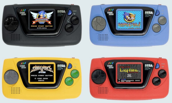 The Game Gear Micro line-up features four devices, in four colours, each with a small subset of games on them