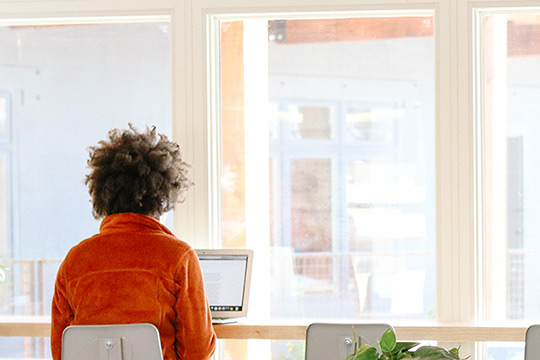 Woman using laptop