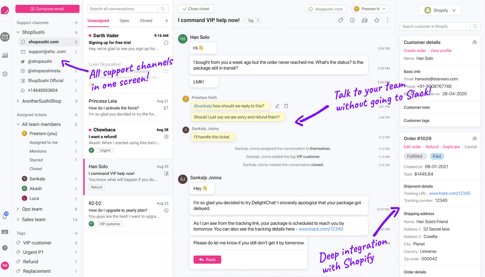 SaaS Landing Page Tips with Josh Garofalo: Screenshot of Delightchat's app in action