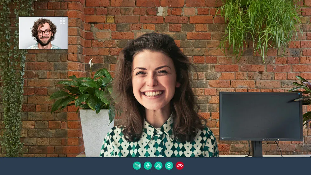 Exposed brick office background for Skype