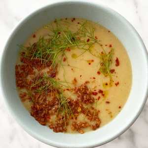 Chickpea, fennel, and leek soup
