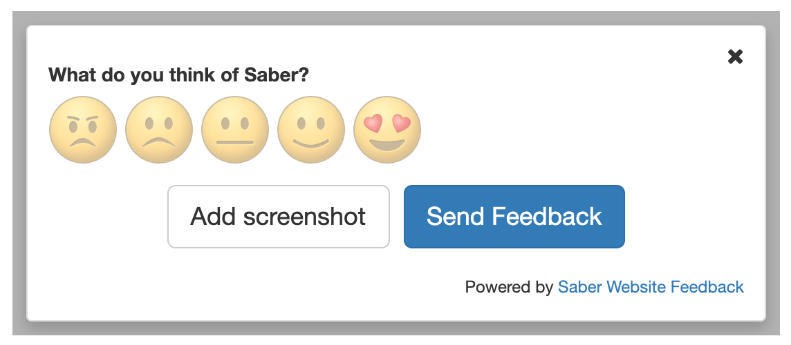 Saber Feedback form example emojis