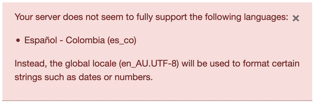 Unsupported locale error