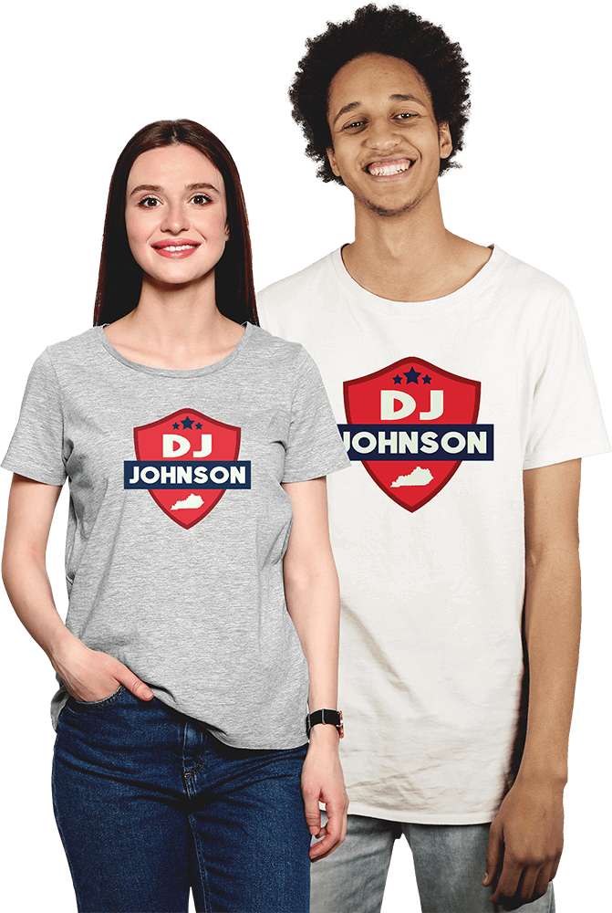 Volunteers wearing DJ Johnson tshirts