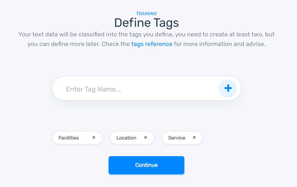 Define the tags for your classifier