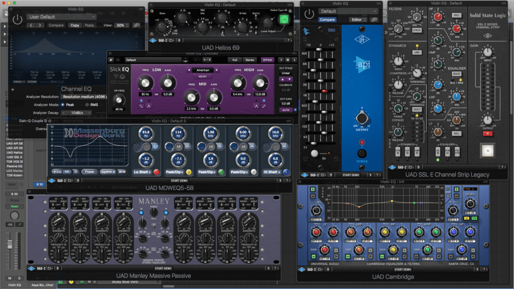 An assortment of EQ plugins