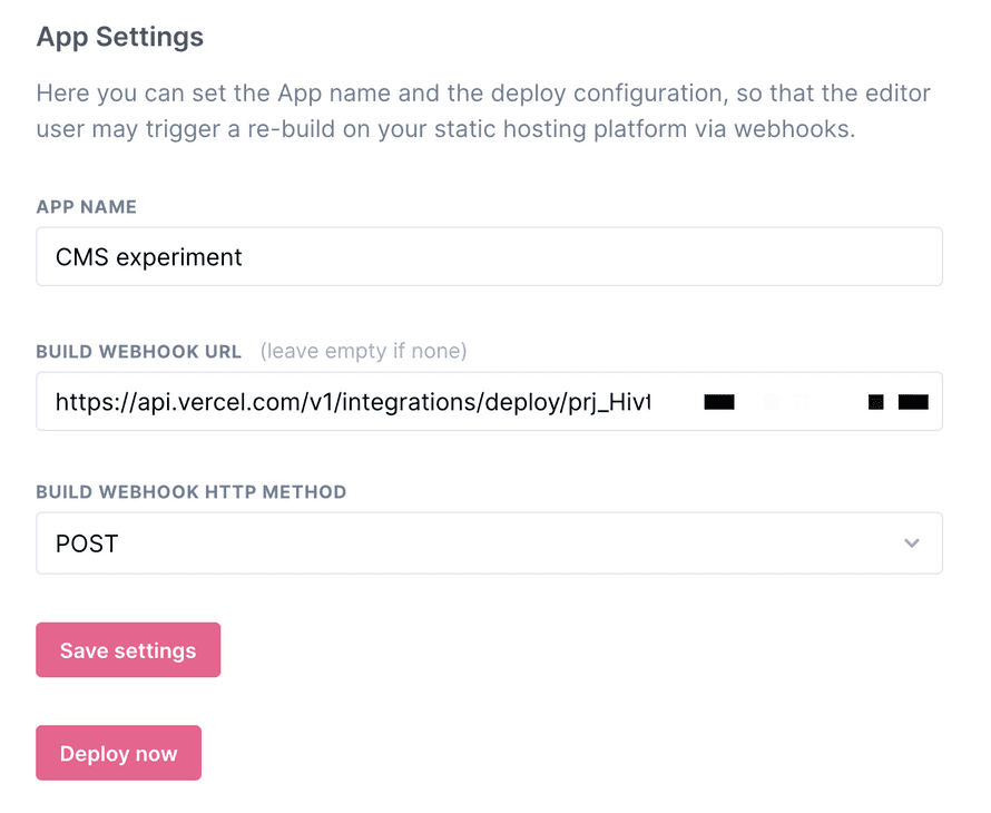 React Bricks deploy screen
