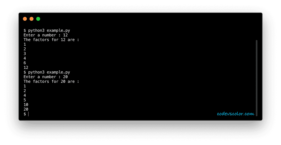 python-program-to-find-factors-of-a-number-codevscolor