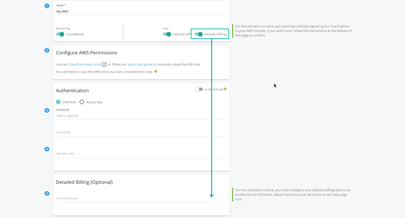 Enable Detailed billing