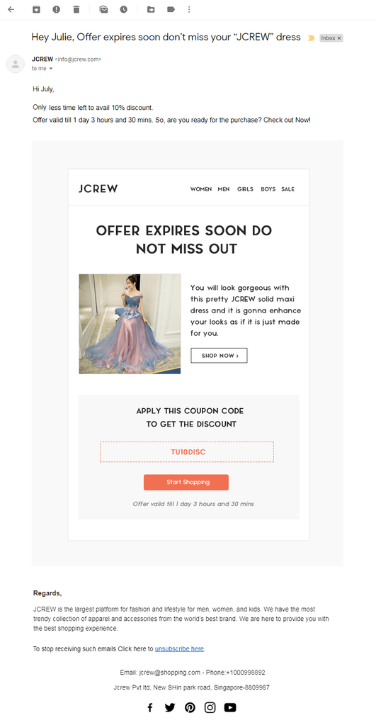 Jcrew 5th email template