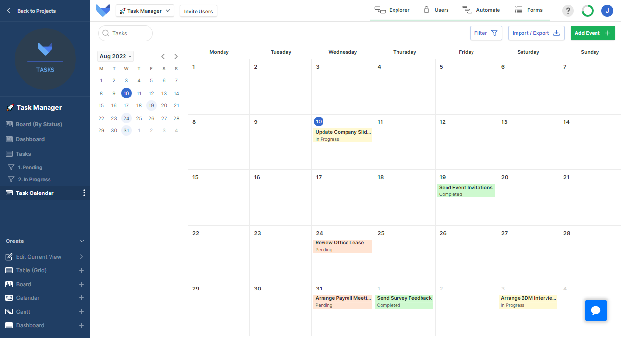 Task Manager Calendar 