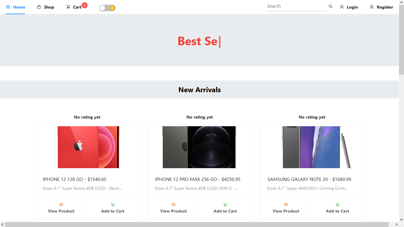 e-commerce screenshot webapp