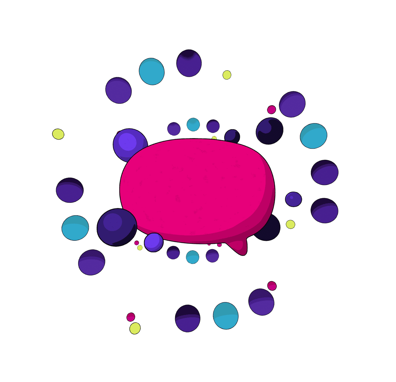 Polkadot pink speech bubble with graphic in a vector style