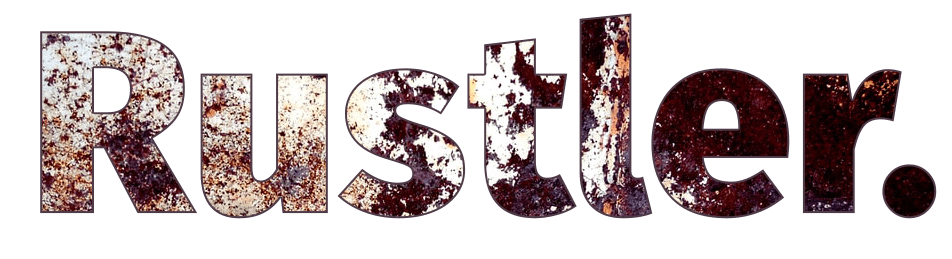 Image of the word Rustler covered in rust