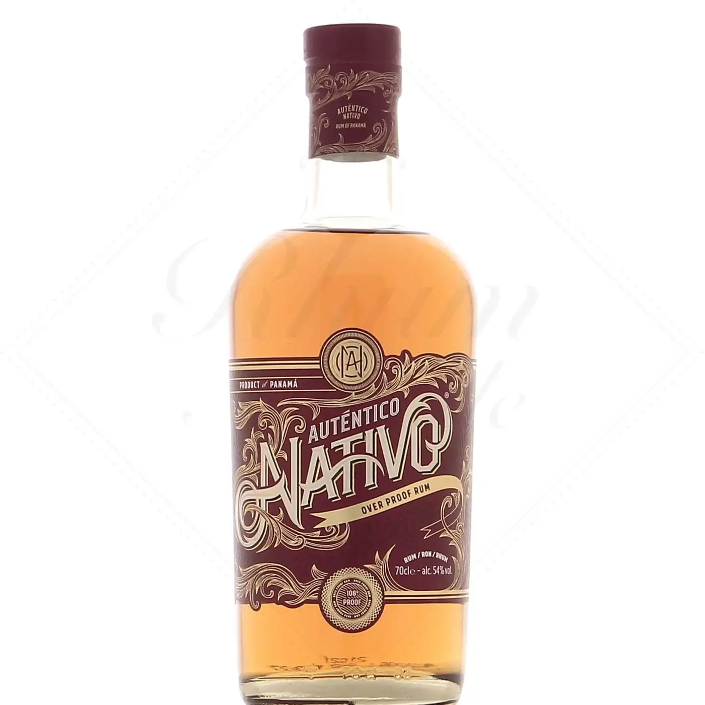 Image of the front of the bottle of the rum Auténtico Nativo Overproof