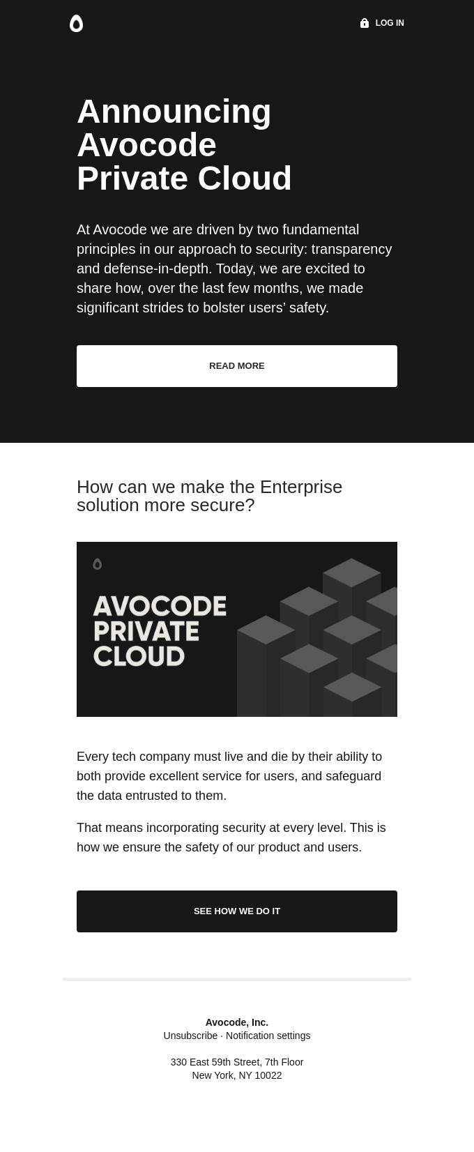 SaaS Product Launch Emails: Screenshot of Avocode's launch email