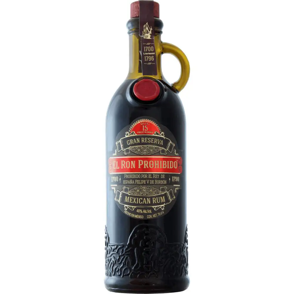 Image of the front of the bottle of the rum El Ron Prohibido Gran Reserva 15