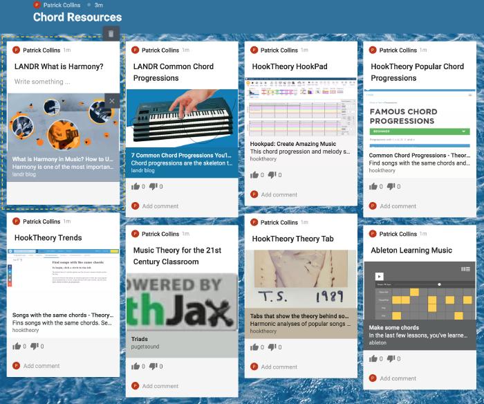 A Padlet of resources for students to look at and comment on.