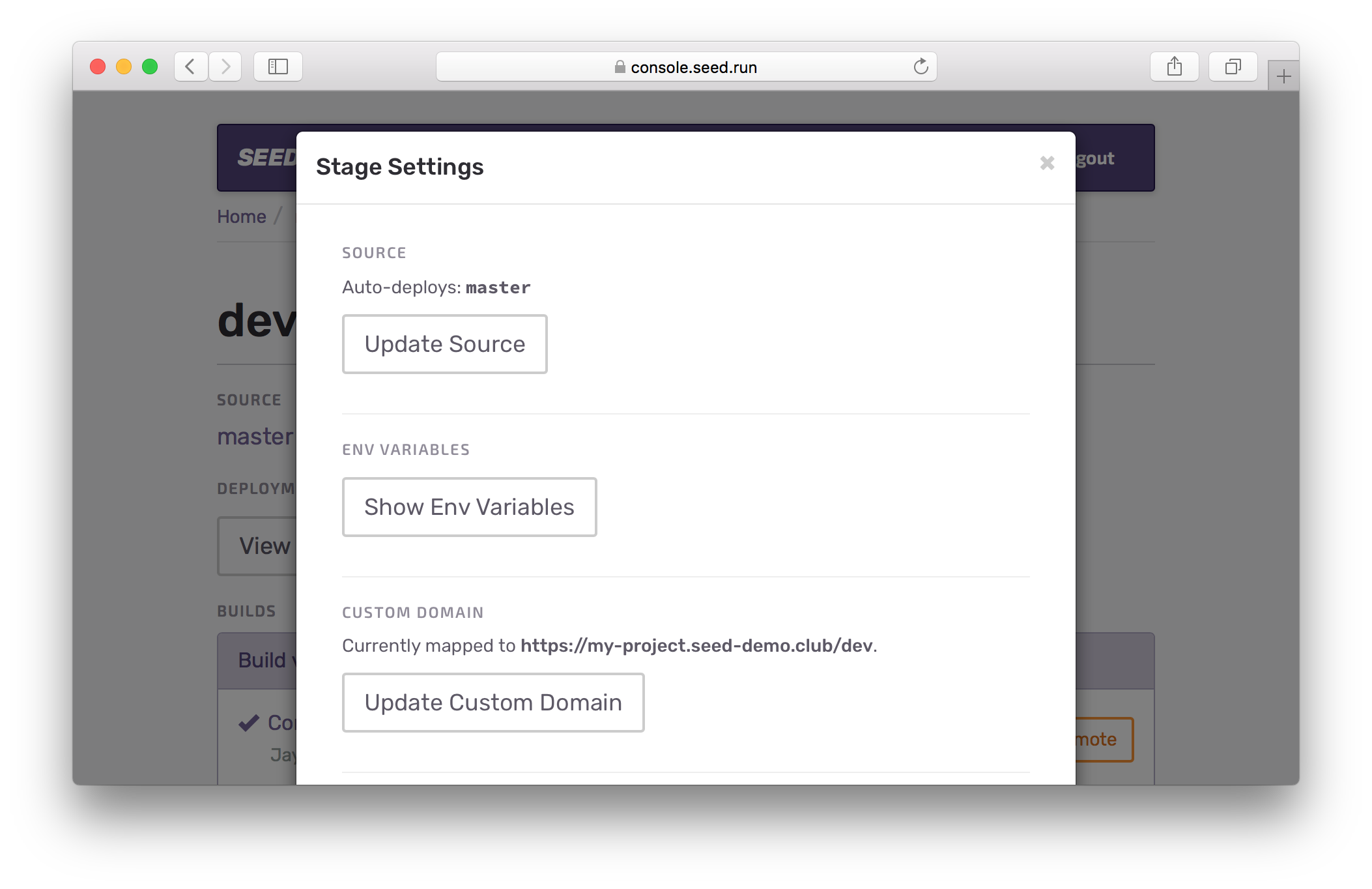 Click Update Stage Source