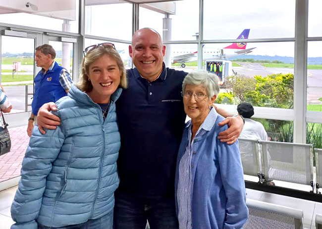 Meeting my mum and sister at Pietermaritzburg airport, South Africa.