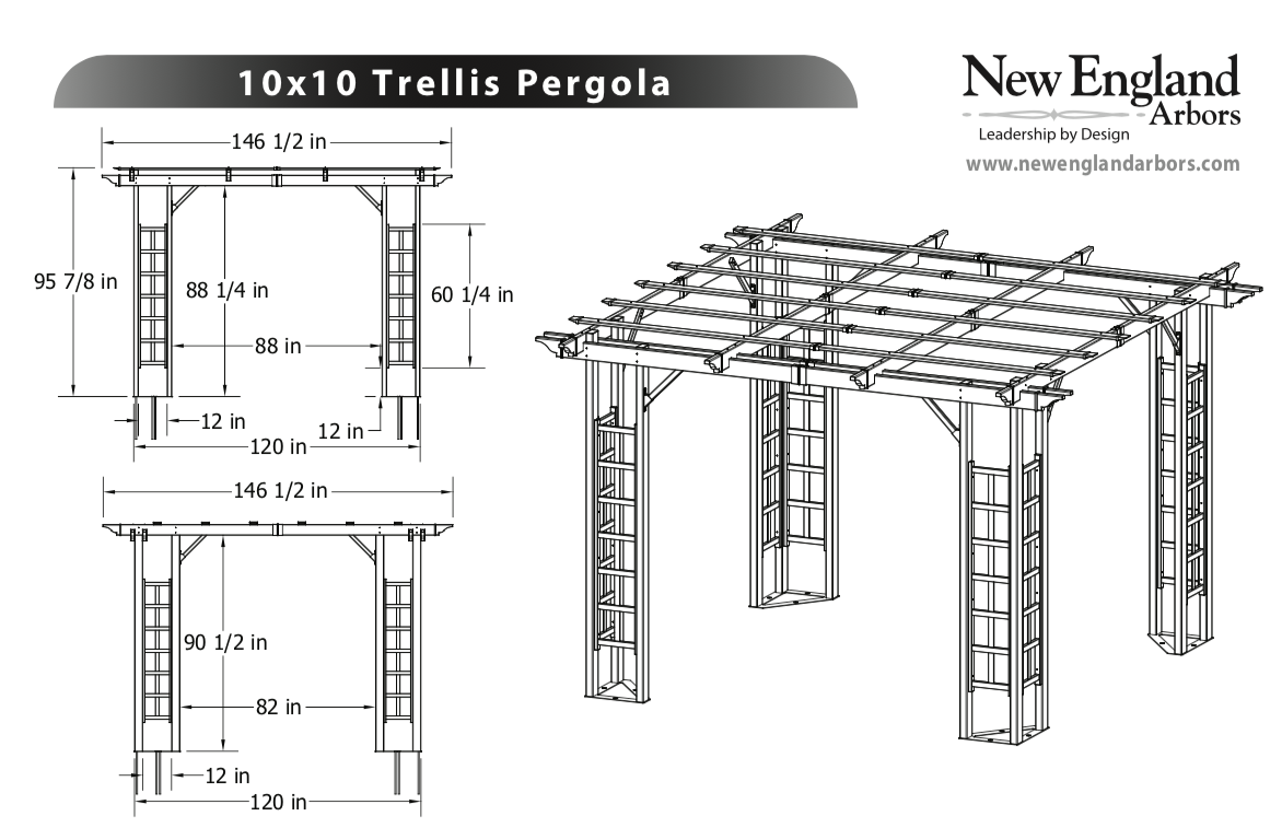 Trellis Pergola 10X10 VA42081 New England Arbors Canada
