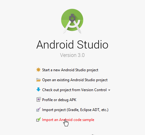 android studio import code sample