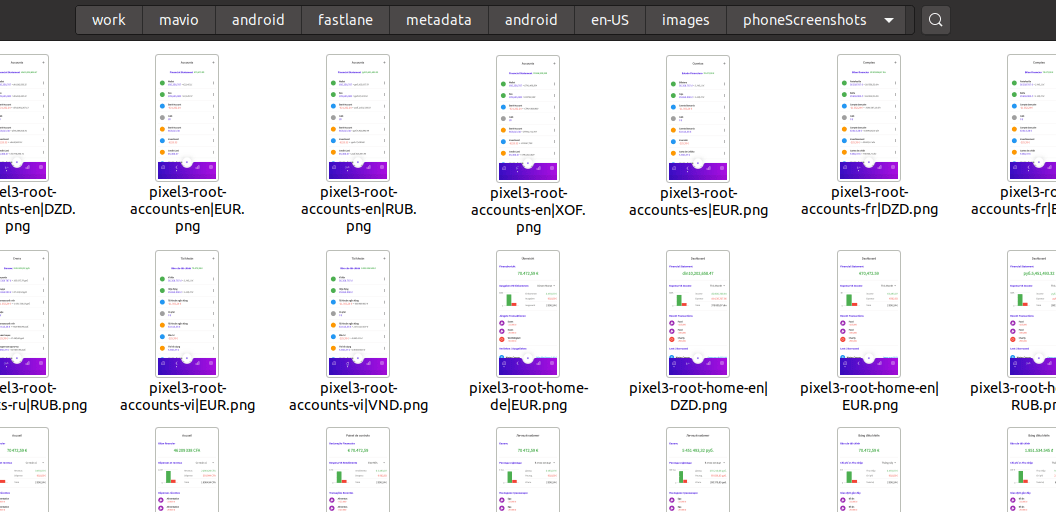 A screenshot of the folder where all the phone screenshots are created, there's a lot of them visible on screen