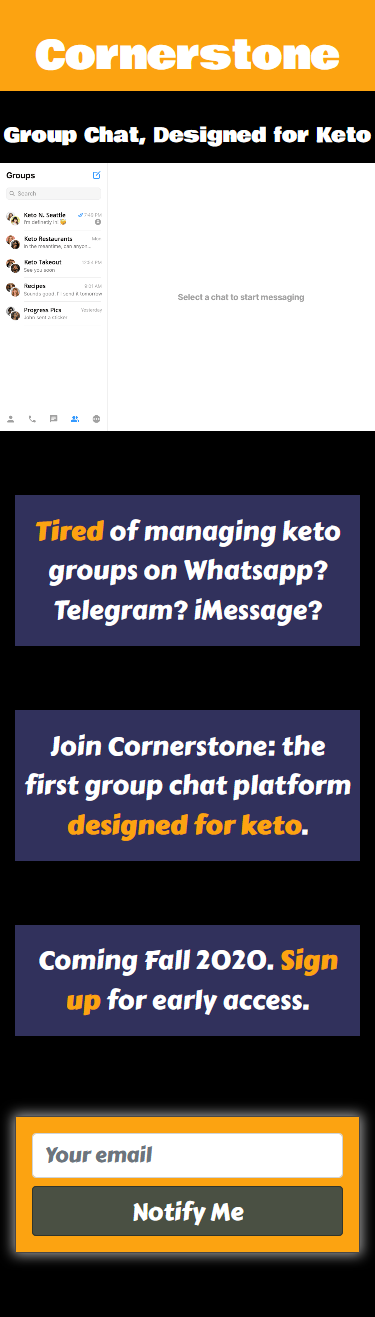 Screenshot of Cornerstone group chat landing page