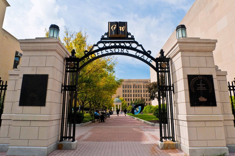The Professors Gate entrance to Monroe Court at George Washington University