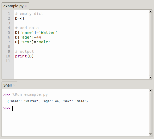 for i in dict python