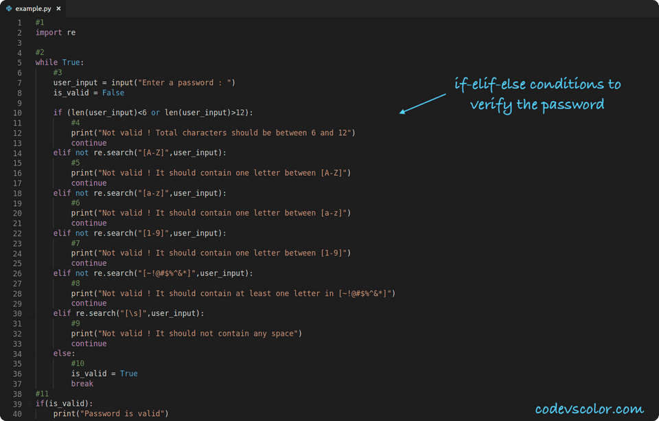 Python Program To Take User Input And Check Validity Of A Password 