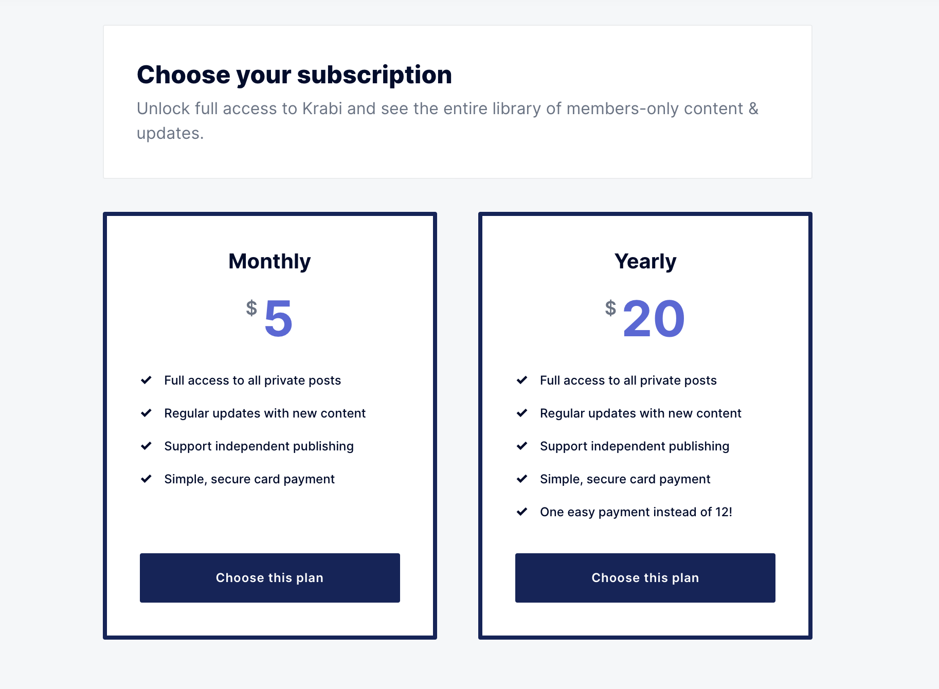 Subscription plans in Krabi