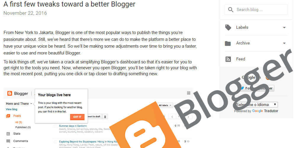 Novo visual do Blogger